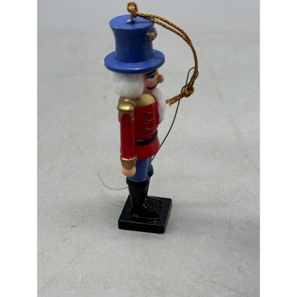 Christmas plastic nutcracker tree ornament red blue decoration beard 3.5" READ - Picture 4 of 4